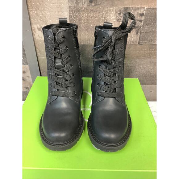 Sam Edelman Kids 12M Black Leather Lydell Mini Combat Boot Lace Up Classy LB13-8 - Picture 2 of 7
